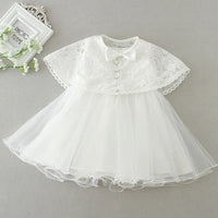 "Little Grace" Lace Special Occasion Dress with Elegant Cape & Bow Accents - The Palm Beach Baby