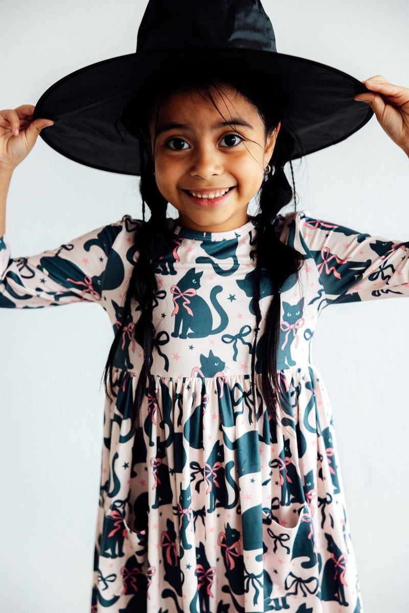 Hocus Purr-cus 3/4 Sleeve Pocket Twirl Dress - The Palm Beach Baby Mila & Rose ®