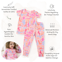 The Second-Skin 2-Piece Long Sleeve Pajama in Saddle Up print, pink cowgirl pattern for girls, buttery-soft.