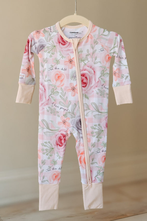 For This Child I Have Prayed Bamboo Footed Onesie Pajama - The Palm Beach Baby