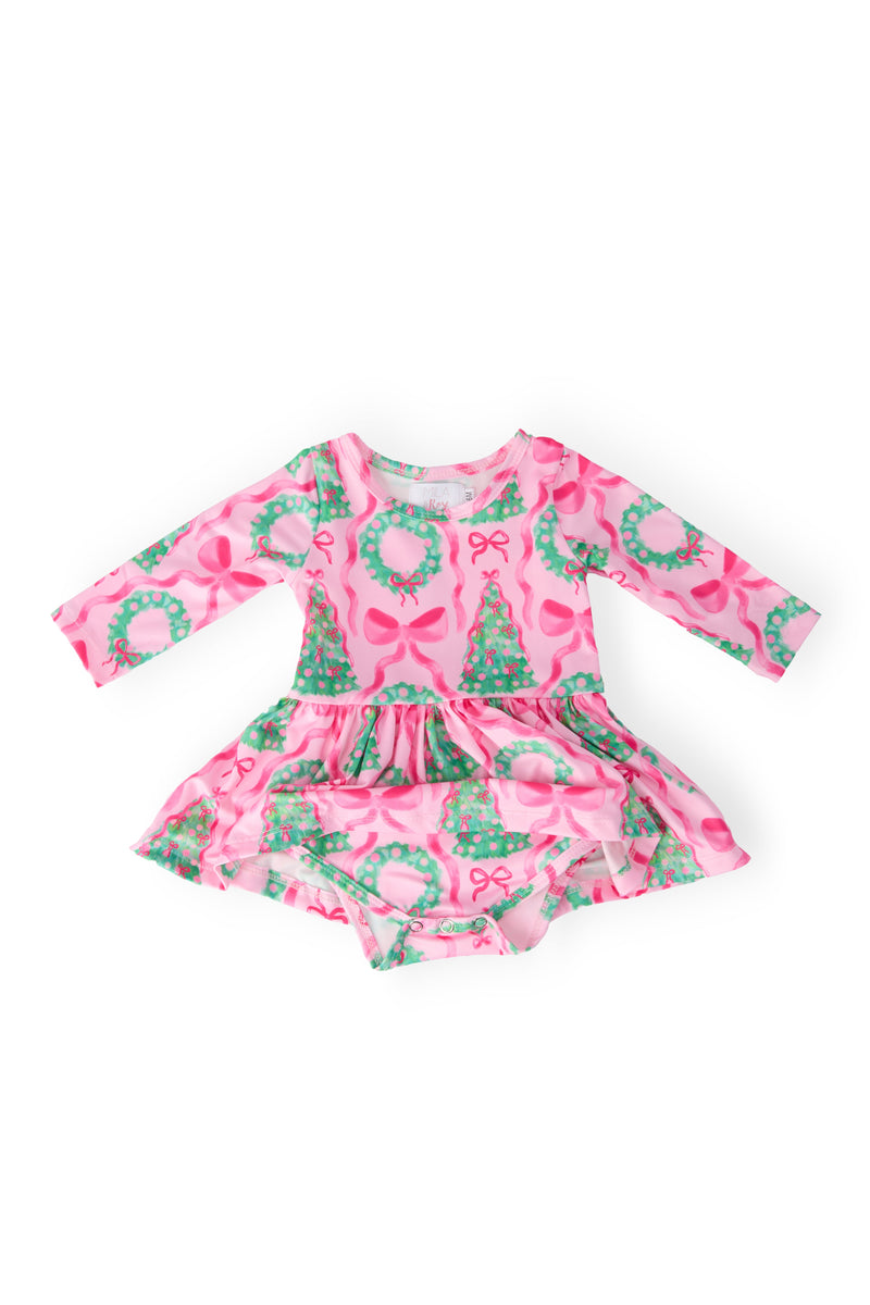 Jingle Bows Long Sleeve Twirl Bodysuit