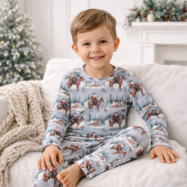 Cowboy Christmas Children's Bamboo Pajama Set - Western - The Palm Beach Baby
