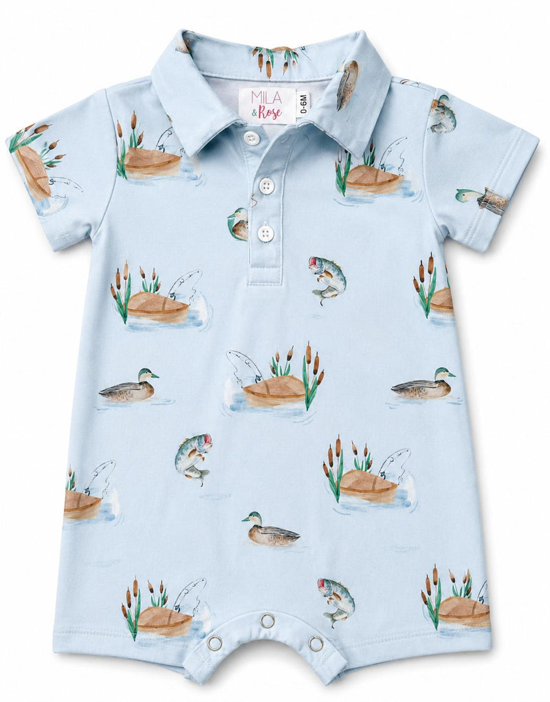 Lake Day Polo Shorty One-Piece - The Palm Beach Baby Mila & Rose ®