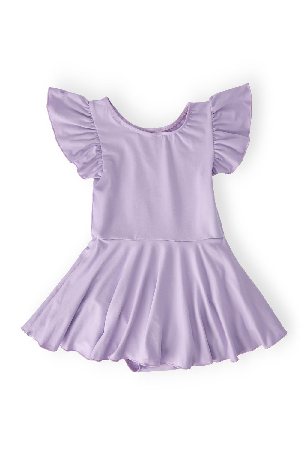 Lavender S/S Twirl Leotard by Mila & Rose, featuring a playful design with flutter sleeves, perfect for little dancers ready to twirl.