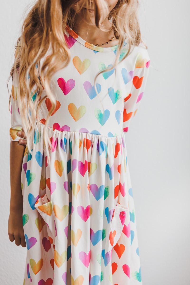Lotta Love 3/4 Sleeve Pocket Twirl Dress for little girls - The Palm Beach Baby Mila & Rose ®