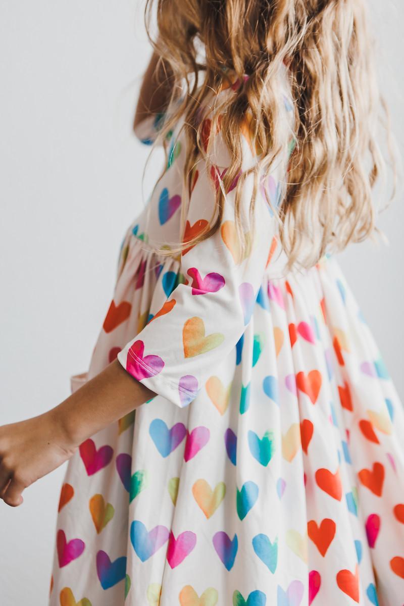 Lotta Love 3/4 Sleeve Pocket Twirl Dress for little girls - The Palm Beach Baby Mila & Rose ®