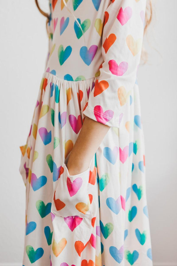Lotta Love 3/4 Sleeve Pocket Twirl Dress for little girls - The Palm Beach Baby Mila & Rose ®