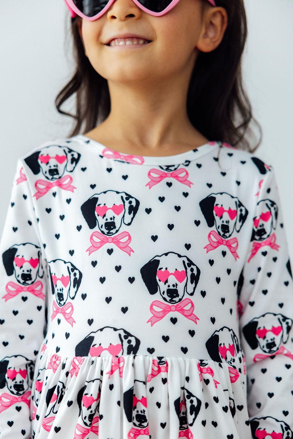 Love You Spots Long Sleeve Pocket Twirl Dress for Girls - The Palm Beach Baby Mila & Rose ®