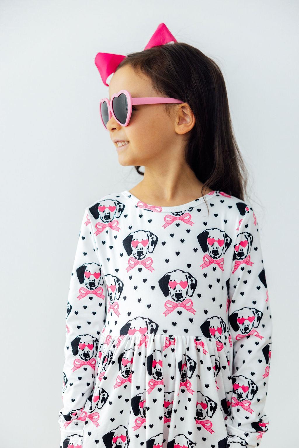 Love You Spots Long Sleeve Pocket Twirl Dress for Girls - The Palm Beach Baby Mila & Rose ®