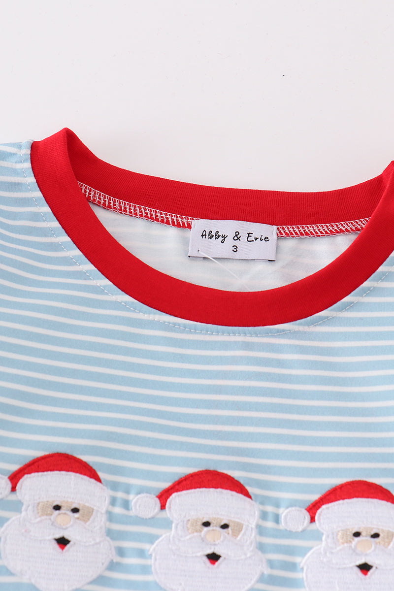 Blue Santa Claus Embroidered Boys Pant Set
