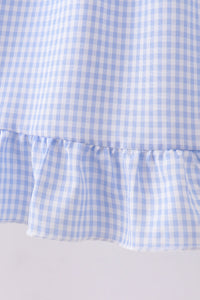 Blue Gingham Lace Ruffle Dress For Girls - The Palm Beach Baby