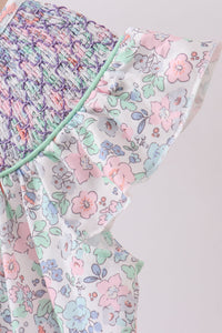 Floral patterned fabric with a white background