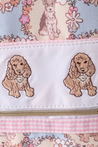 Pink puppy embroidery backpack