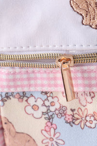 Pink puppy embroidery backpack
