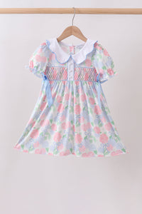 Blue Hydrangea Smocked Pearl Dress
