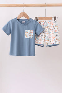 Blue Sailboat Shorts Set For Boys - The Palm Beach Baby