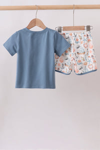 Blue Sailboat Shorts Set For Boys - The Palm Beach Baby