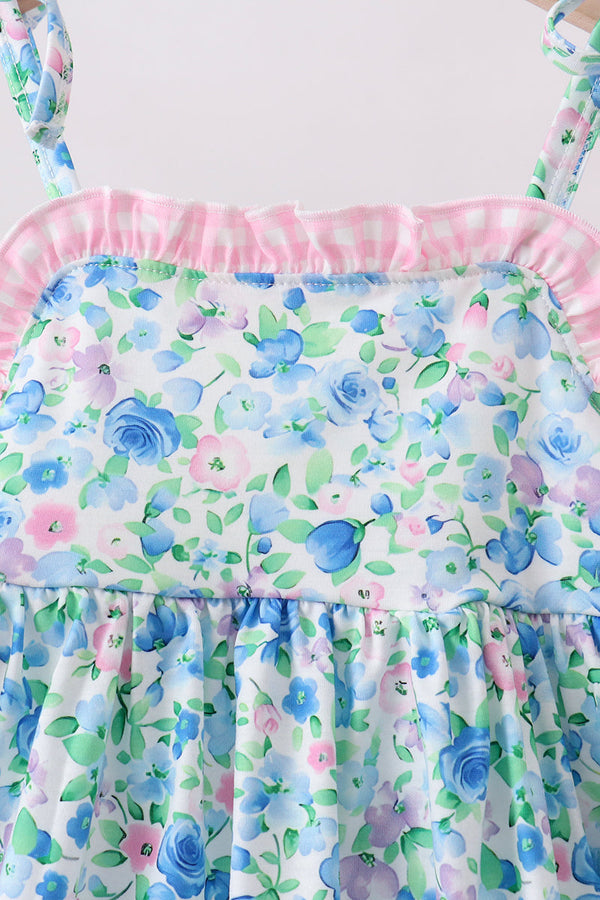 Blue Floral Set - Comfy Sundress And Shorts For Baby & Toddler Girls