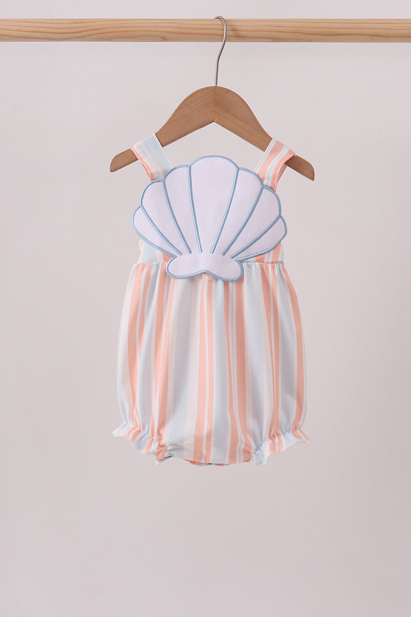 Seashell Stripe Appliqué Bubble - The Palm Beach Baby Abby & Evie