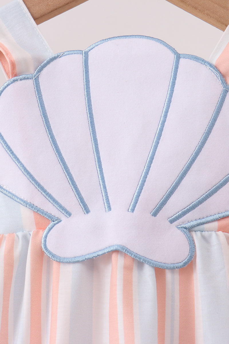 Seashell Stripe Appliqué Bubble - The Palm Beach Baby Abby & Evie