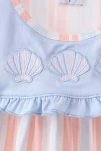 Seashell Stripe Embroidered Dress - The Palm Beach Baby