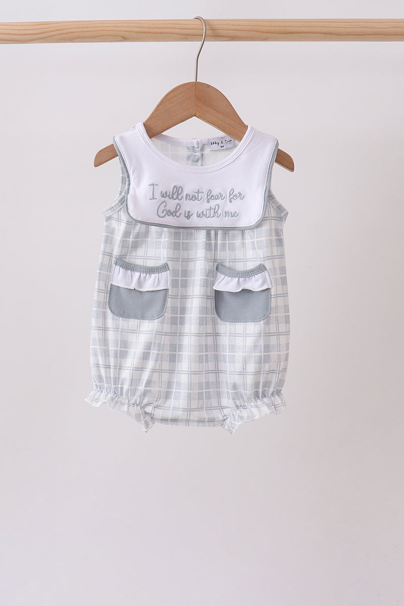 Blue Faith Quote Embroidered Bubble - The Palm Beach Baby Abby & Evie