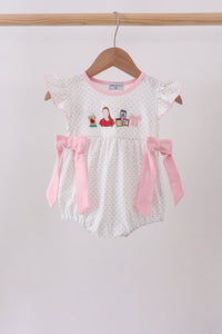 Pink Pencil ABC embroidery dot bubble