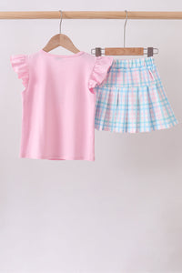 Pink Crocodile Smocked Skorts Set