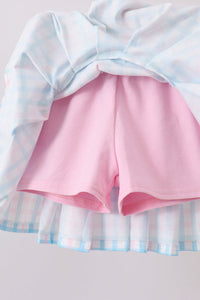 Pink Crocodile Smocked Skorts Set