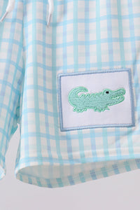 Blue Crocodile Embroidered Swim Trunks