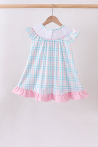 Pink Crocodile Smocked Gingham Dress