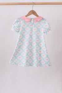 Pink Floral Bow Print Dress