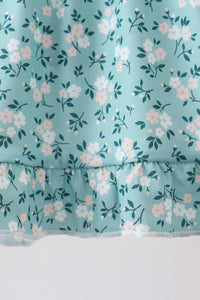 Green Floral Smocked Ruffle Bloomer Set