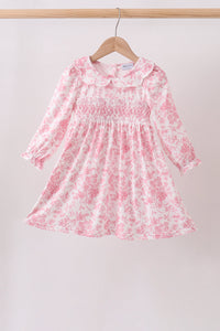 Pink Floral Smocked Dress