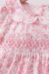 Pink Floral Smocked Dress