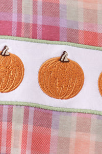 Camel Pumpkin Embroidery Plaid Bubble - The Palm Beach Baby