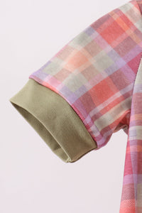 Camel Pumpkin Embroidery Plaid Bubble - The Palm Beach Baby