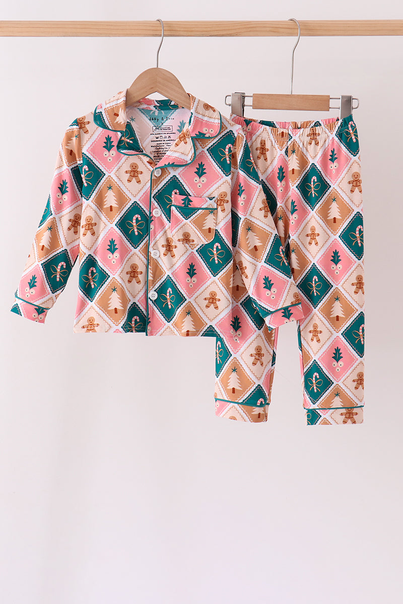 Green Gingerbread Bamboo Mom & Me Pajama Set