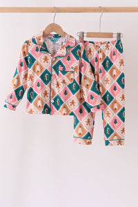 Green Gingerbread Bamboo Mom & Me Pajama Set