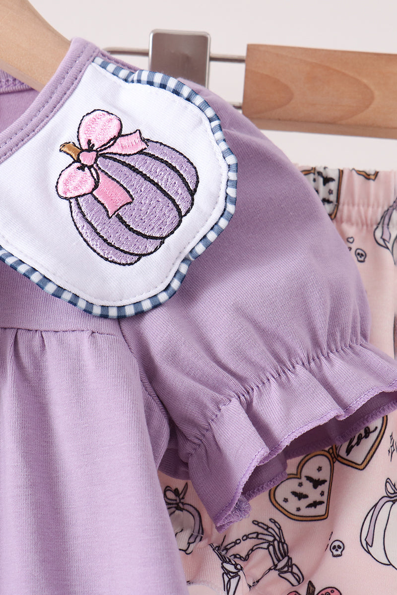 Purple Spooky Embroidered Bloomer Set