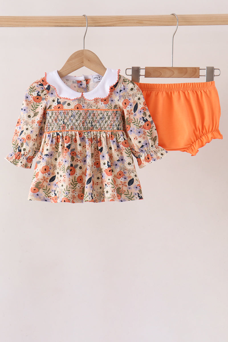 Coral Floral Smocked Bloomer Set - The Palm Beach Baby