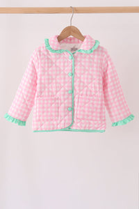 Pink hydrangea gingham ruffle jacket - The Palm Beach Baby