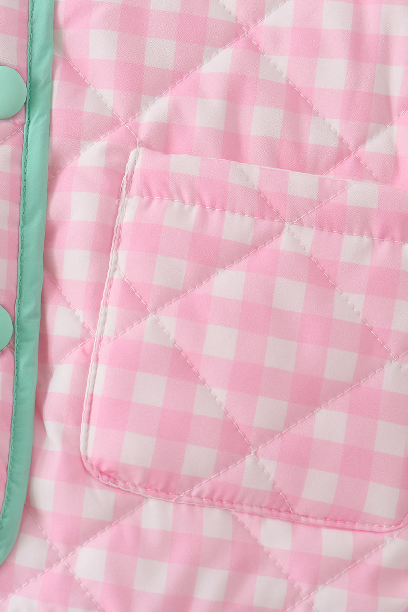 Pink hydrangea gingham ruffle jacket - The Palm Beach Baby