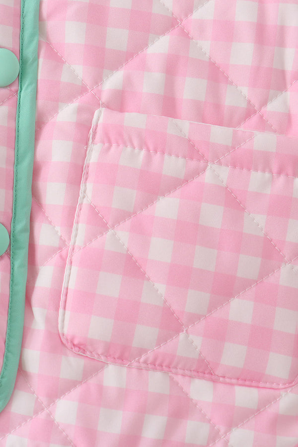 Pink hydrangea gingham ruffle jacket - The Palm Beach Baby