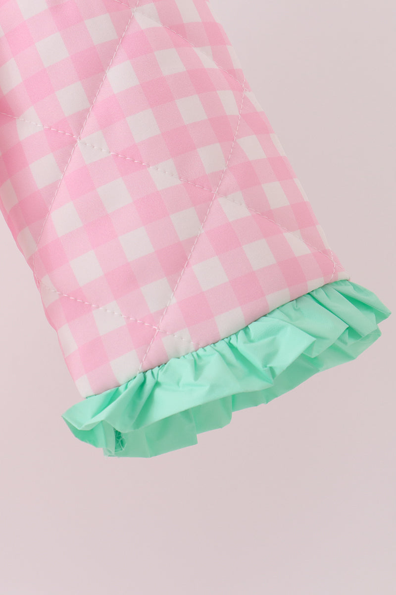 Pink hydrangea gingham ruffle jacket - The Palm Beach Baby