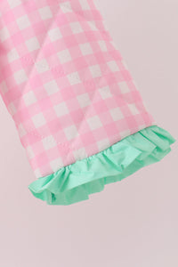 Pink hydrangea gingham ruffle jacket - The Palm Beach Baby