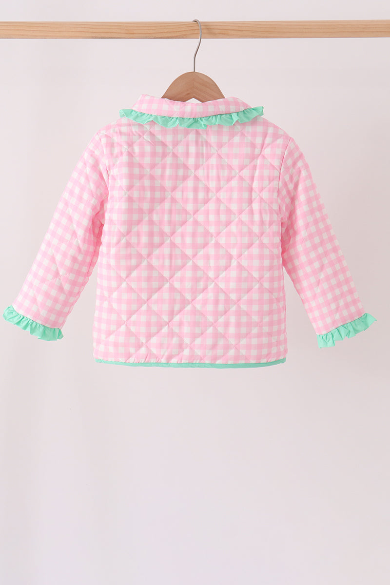 Pink hydrangea gingham ruffle jacket - The Palm Beach Baby