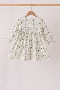 Sage floral smocked ruffle dress