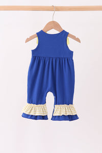 Royal Blue Character Embroidery Ruffle Romper