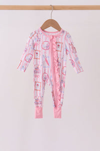 Pink Character Ruffle Bamboo Romper